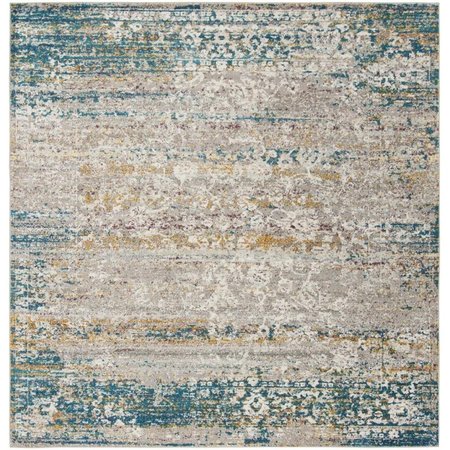 SAFAVIEH Aria Power Loom Woven Square Rugs, Cream and Blue - 6 ft.-5 in. x 6 ft.-5 in. ARA156C-6SQ